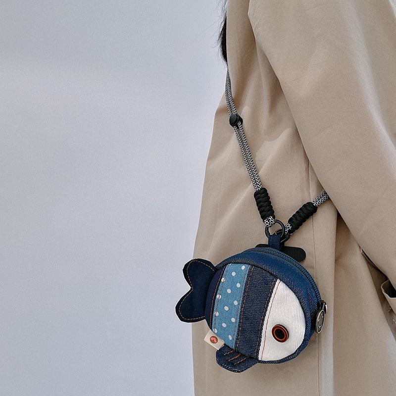 2025 New Clownfish Cartoon Mini Coin Purse: Cute & Versatile Denim Bag for Earphones