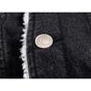 Men's Plus Size Black Denim Jacket with Thick Lambswool Lining