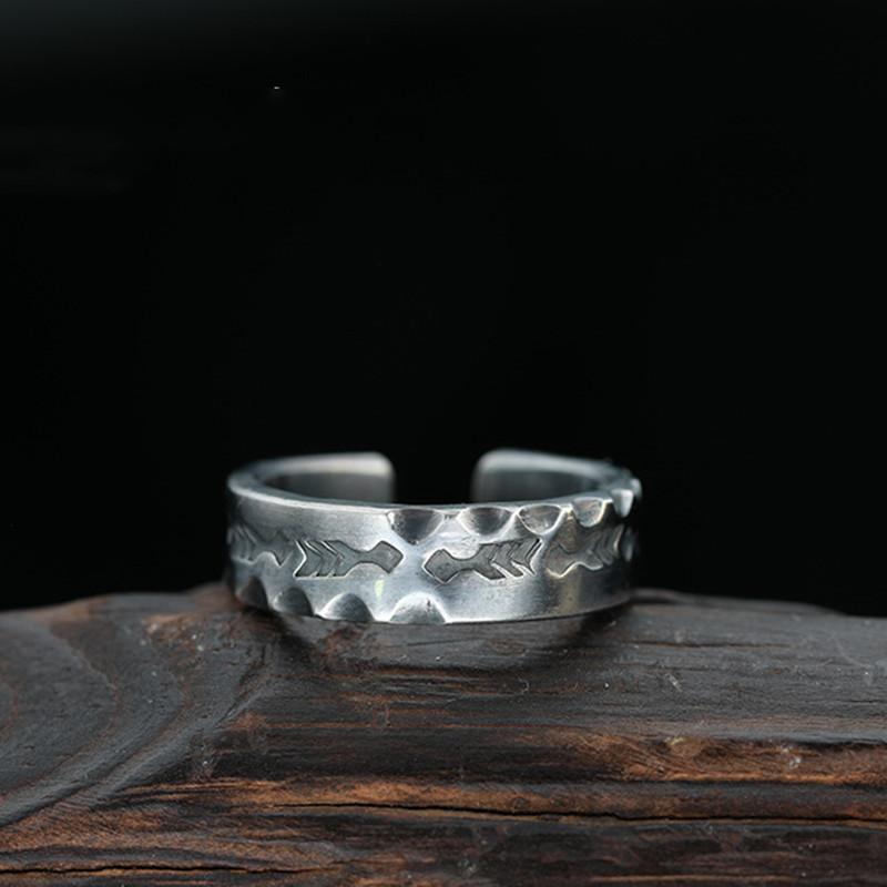 Antique Native American Vintage Motifs Ring Gothic Adjustable Open Ring For Men&Women Handmade Alloy Jewelry Accessories Gift