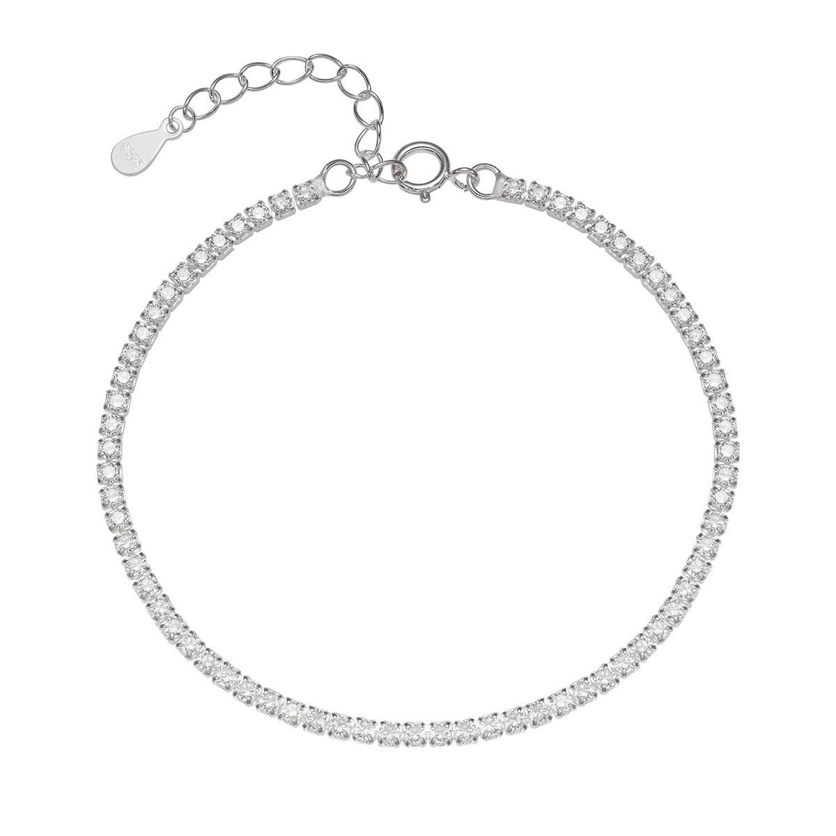 

S925 серебряный бриллиантовый однорядный браслет с бриллиантами для невесты, ювелирные изделия для невесты, свадебное платье, легкие, роскошные, простые аксессуары в пригородном стиле 925 Silver белого золота