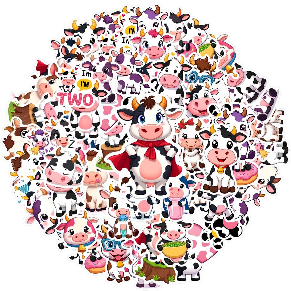 35pcs-50pcs Playful Animals Stickers Cute Farm Life Stationery Stickers  Stickers For Suitcase Fridge Phone Luggage DIY