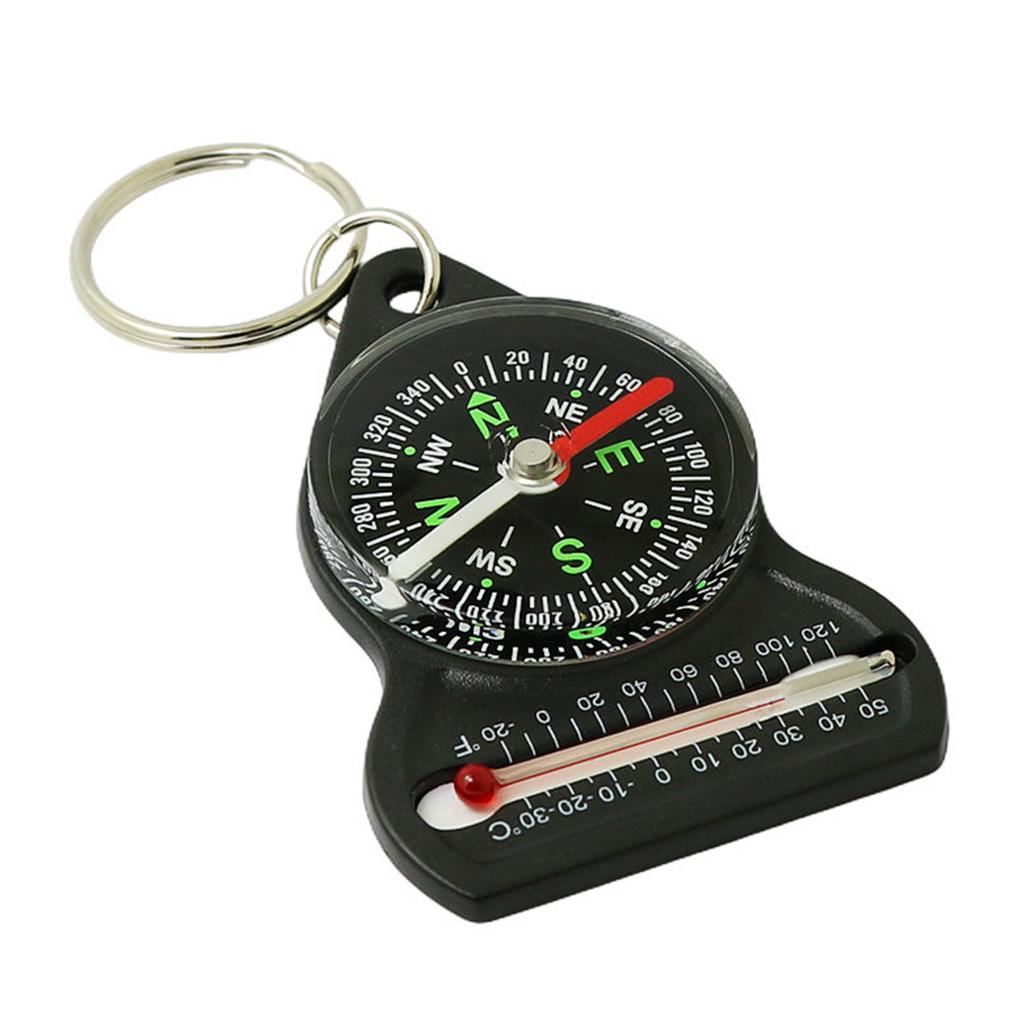 Convenient Compassing Thermometer Temperature Gauge with Keychain Perfect for Outdoor Explorations Reliable Navigation