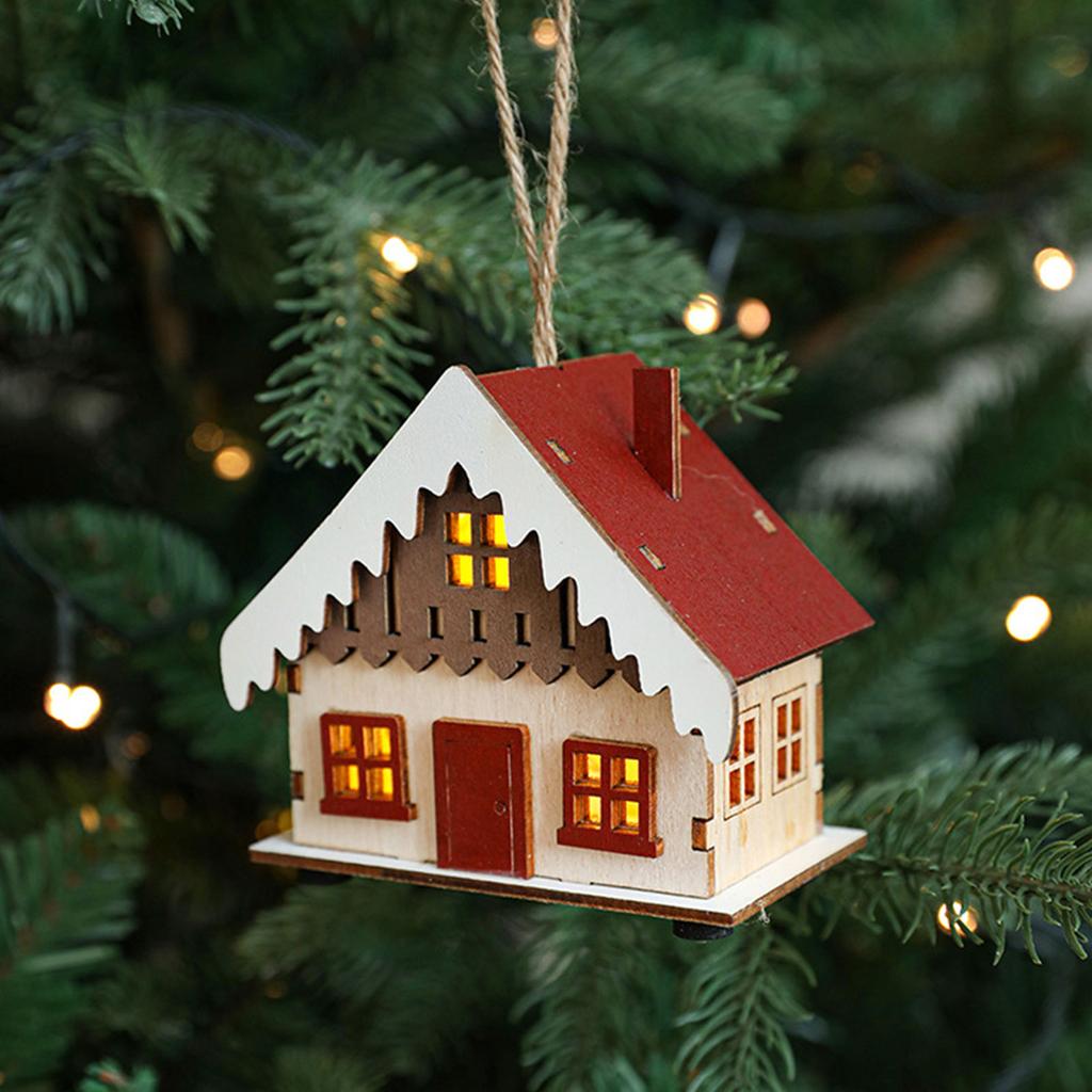 Christmas Wood Cabin with LED Lights Warmly Lit Christmas Timber Cottage Festive Seasonal Decoration for Family Home