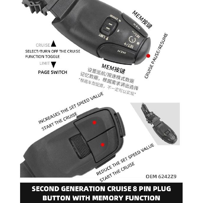 6242Z8 6242Z9 YL006358ZD for Peugeot 207 208 307 406 407 607 807 CitroenC3C4C5 Cruise Control Switch Tracking Speed Limit Switch 6242Z9 6242Z8 1pc