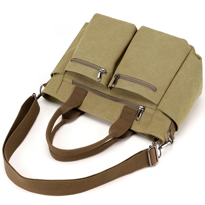 Dámská všestranná plátěná taška tote - Velkokapacitní crossbody batoh na cestování, nakupování a do kampusu