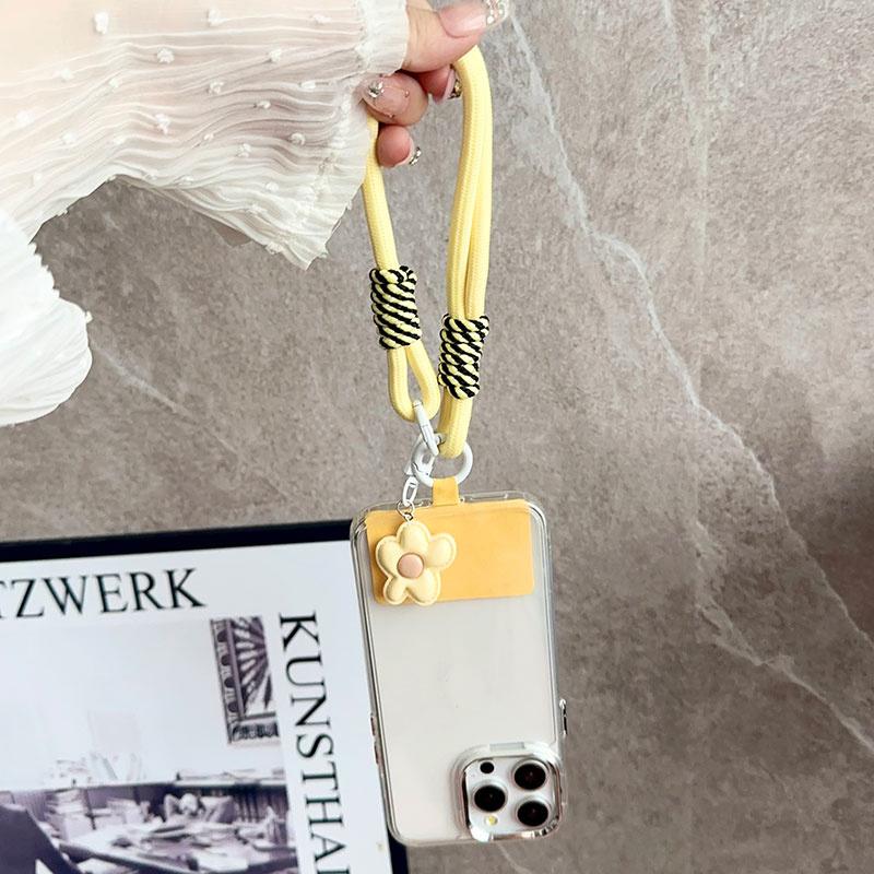 Korea Y2k Ctue Flower Candy Color Phone Lanyard Simplicity Short Phone Strap Pearl Style Phone Chain Bracelet Phone Accessories