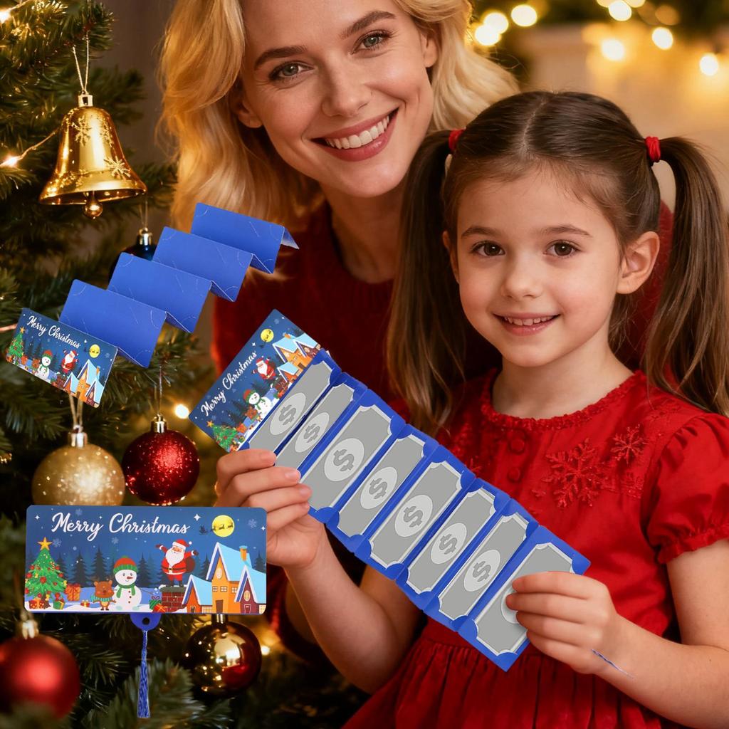 Christmas Money Holders for Cash Cash Card Holders Foldable Festive Party Favor Cards with Tassle for Boys Girls Kids Mom Teen