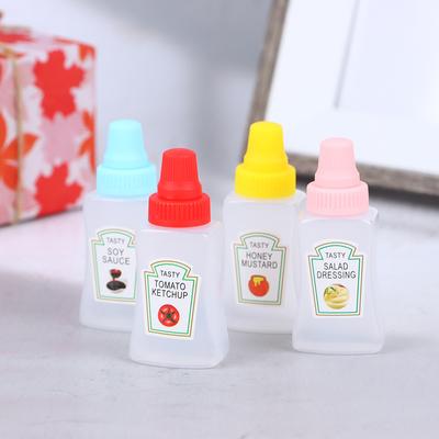 4Pcs/Set Mini Tempero Molho Garrafa Portátil Tomate Ketchup Garrafa Molho Salada Recipiente Pote Para Bento Lunch Box