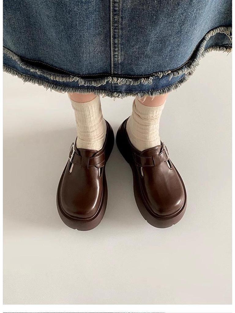 2024 Stilfulla franskdesignade tjocksulade slip-on halvtofflor för utomhusbruk