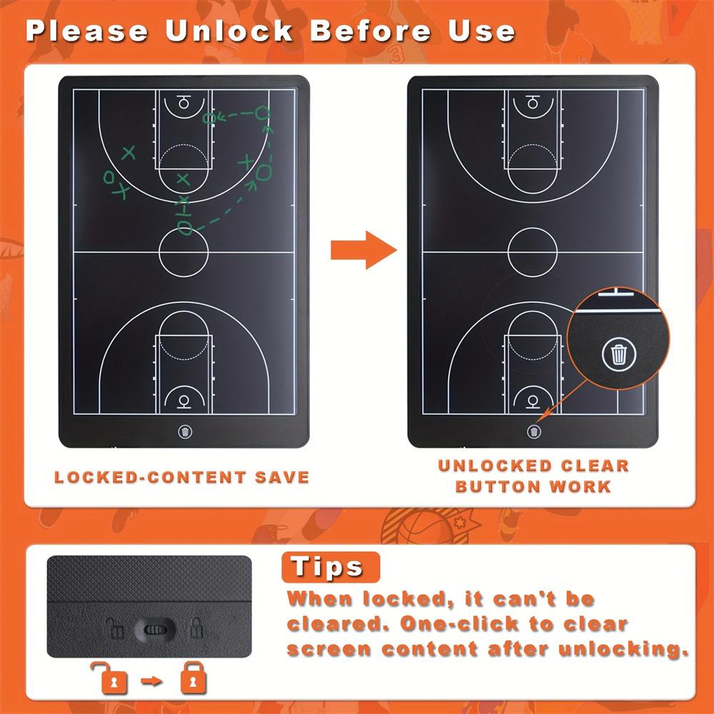 Elektronisches Basketball-Coaching-Board, Taktisches Markierungsboard mit LCD-Bildschirm und Stift, Basketball-Coaching-Board mit Sperrfunktion