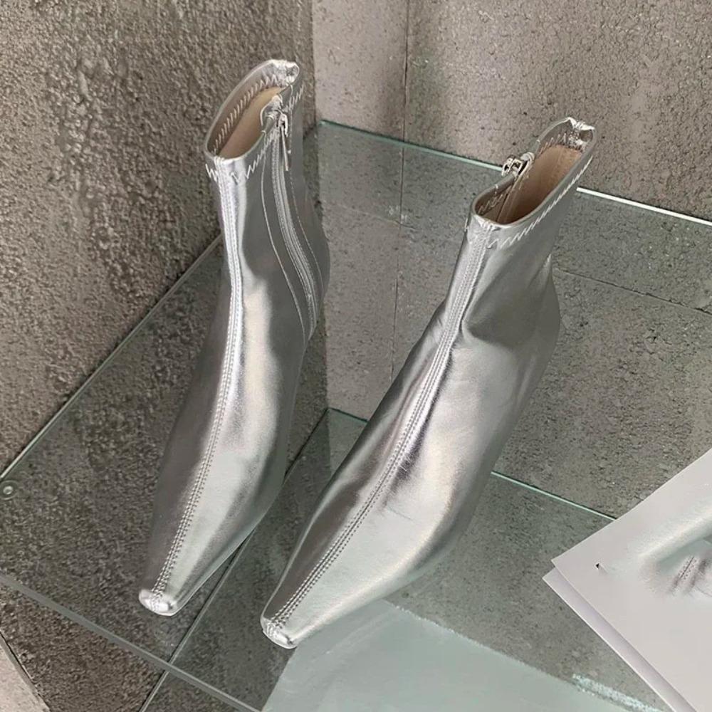 Modische spitze Damen-Ankle Boots mit dünnen niedrigen Absätzen, Frühlingsschuhe, bequemes weiches Leder, kurz, Damengröße 35-42