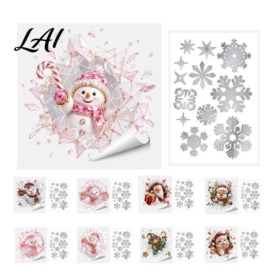 Merry Christmas Room Ornaments 2Pcs Stained Glass Style Window Clings Double‑Sided Printed Xmas Static Durable Holiday Art Decals Snowman