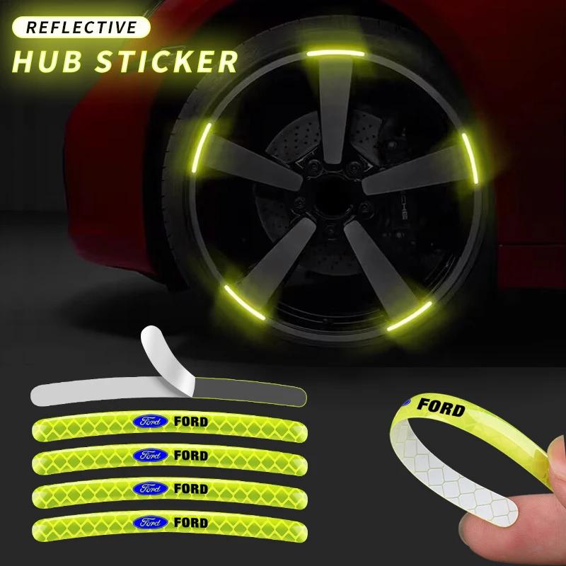 Car Wheel Reflective Strips Colorful Hub Stickers Car Styling Decal Sticker For Ford Focus 2 MK2 3 4 MK3 MK4 ST Mondeo Festiva