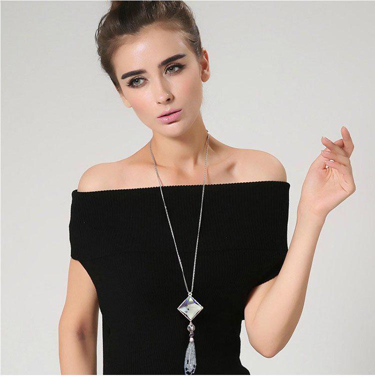 Korean Elegant Tassel Sweater Chain Necklace for Women