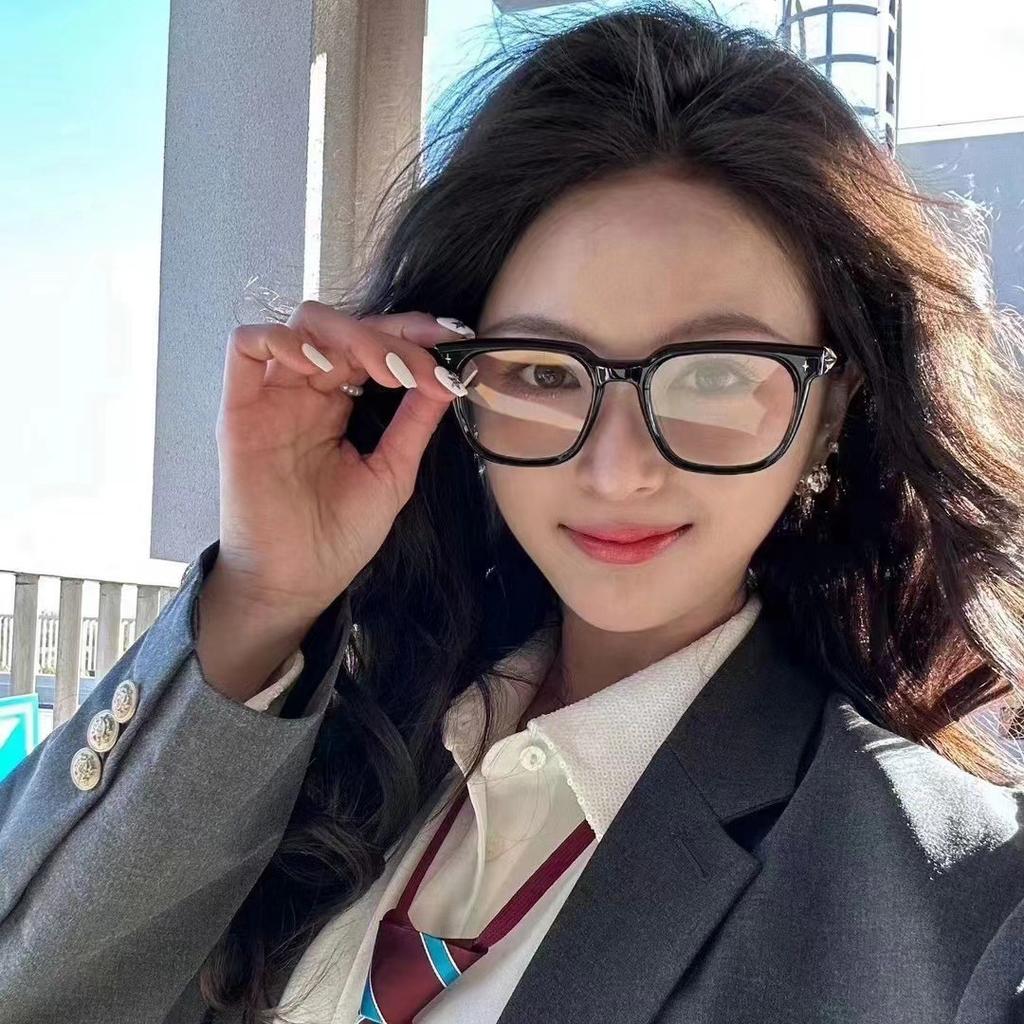 Myopia Glasses Retro Flat Glasses Black Frame Anti-blue Glasses