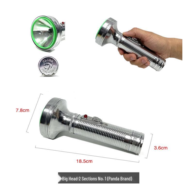 Nostalgic Tinplate Tiger Head Flashlight, Old-Fashioned 2-Cell/3-Cell, Small Household Warm Light, King Gold.