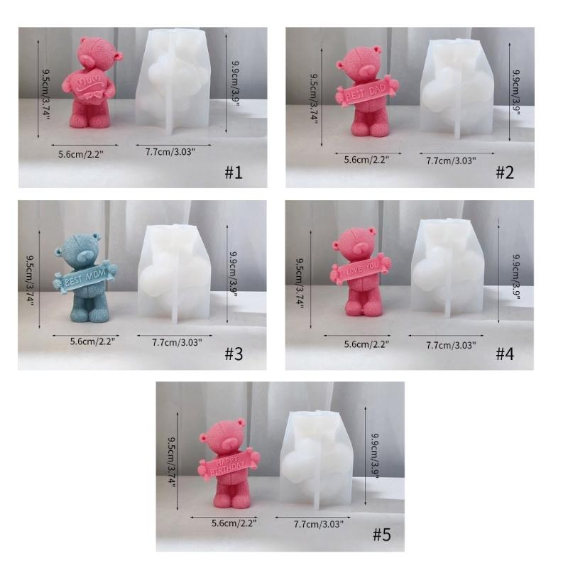 3D Slogan Bear Shaped Candle Silicone Mold for DIY Hand-made Candle Ornaments Mould Handicrafts Making Tool Baking Mold