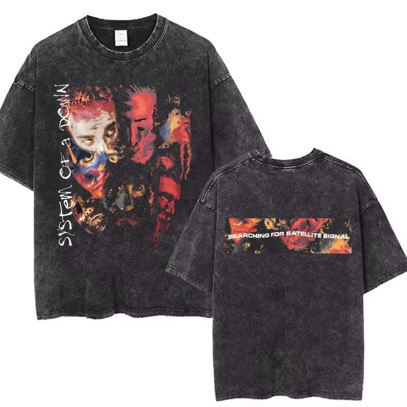 System of A Down Toxicity Album Graphic Washed Tshirt Unisex Women Rock Oversized T Shirts Unisex Vintage Alternative Metal Tshirts