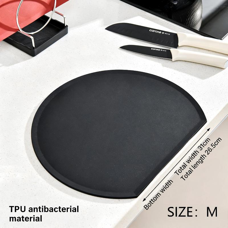 Thick Silicone Kitchen Cutting Board Pad, TPU Double-sided Flexible Cutting Board, Anti-slip Rubber Semi-circular Cutting Board