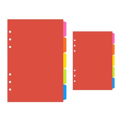 1Set A5 A6 Loose Leaf Binder Index Separator PP Colorful 6 Hole Page Dividers