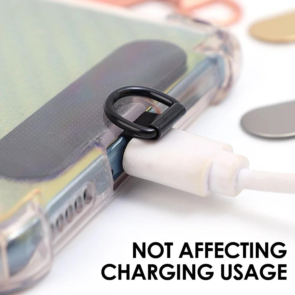 Detachable Stainless Steel Mobile Phone Lanyard Card Patch Anti-lost Strong Phone Strap Hang Cord Tabs for IPhone Samsung Xiaomi