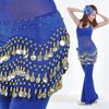 Woman Cute Fancy Skirt Hip Wear Chiffon Gold Coins Fashion 3 Dancing Row Belt Dance Belly Scarf