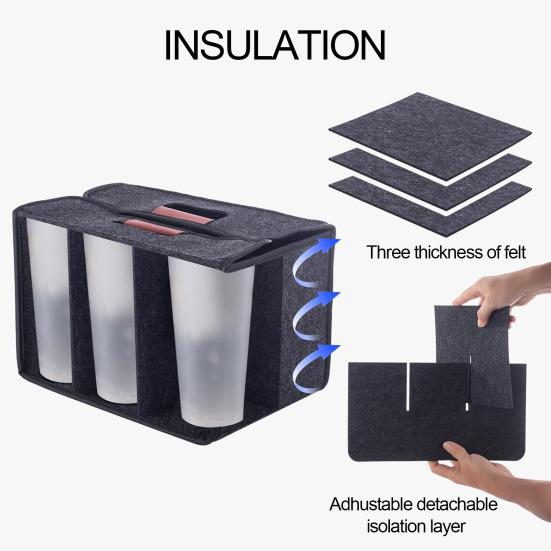 37352 Cup Drink Carrier with Handle Portable Reusable Drink Caddy for Car Folding