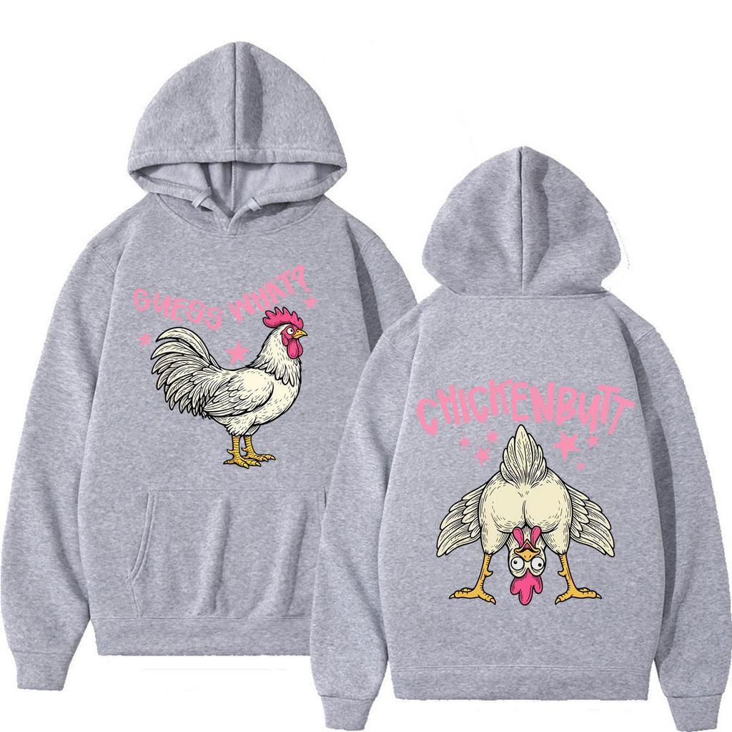 Guess What Chicken Butt Funny Meme Sweatshirts Men Women Fashion Vintage Hoodie Winter Loose Casual Aesthetic Trend Pullover