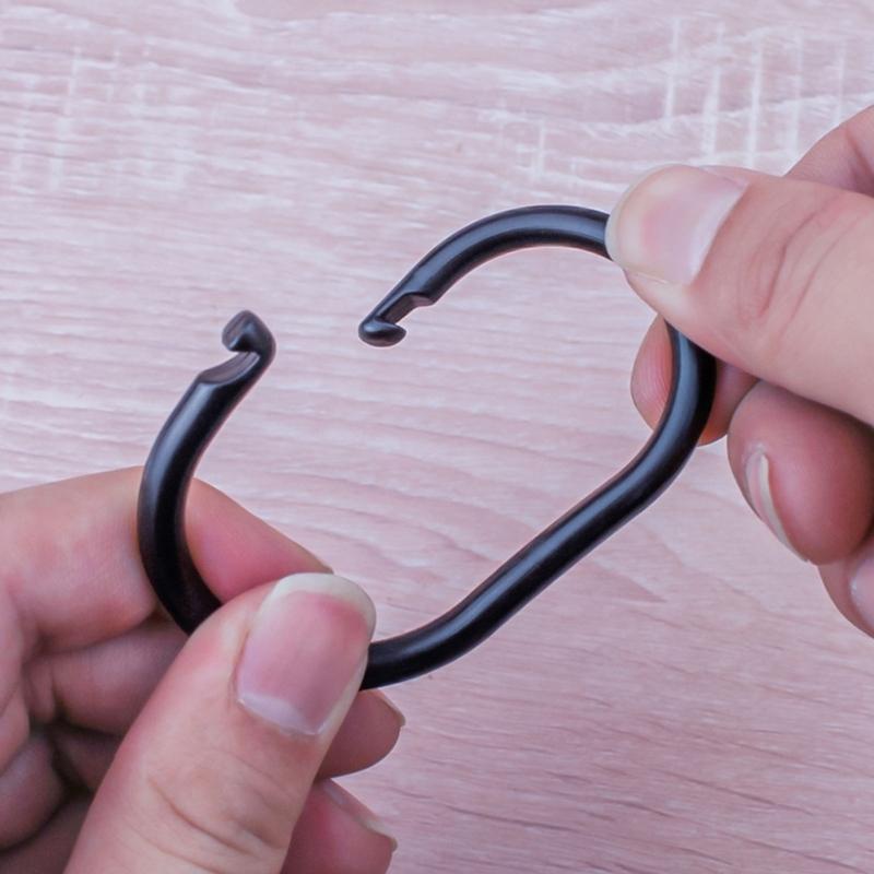 100pcs Smooth Sliding Shower Hooks With Locking Mechanism Waterproof Snap Lock Rings Bathroom Curtain Rod Attachments