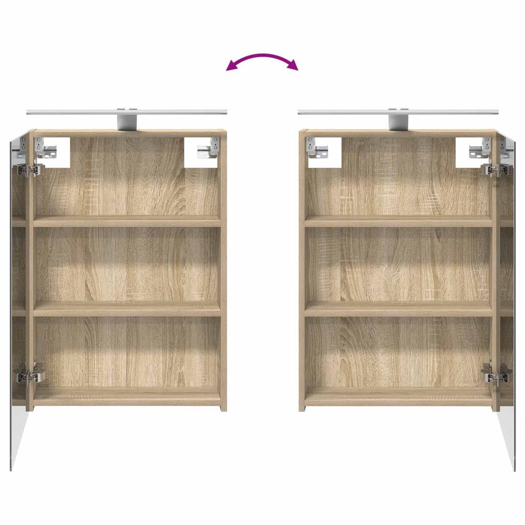 Bathroom Furniture Set 4 Pcs Sonoma Oak Engineered Wood and Glass