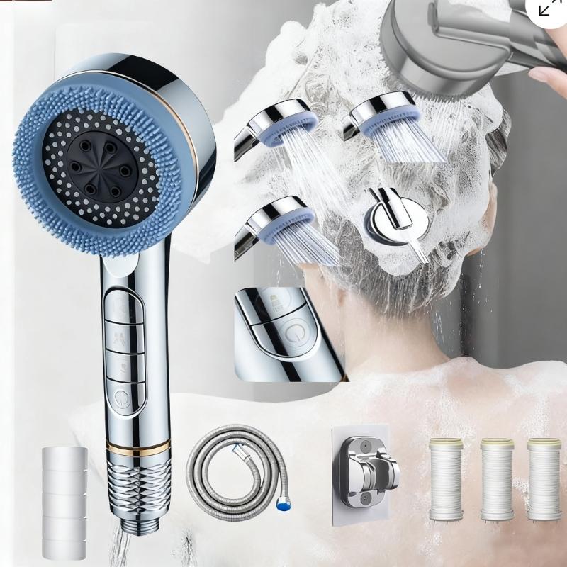 Water Saving High Pressure Filter Shower Head 4 Sprays Setting Massage Hand Showerhead For Enhanced Bath Experience