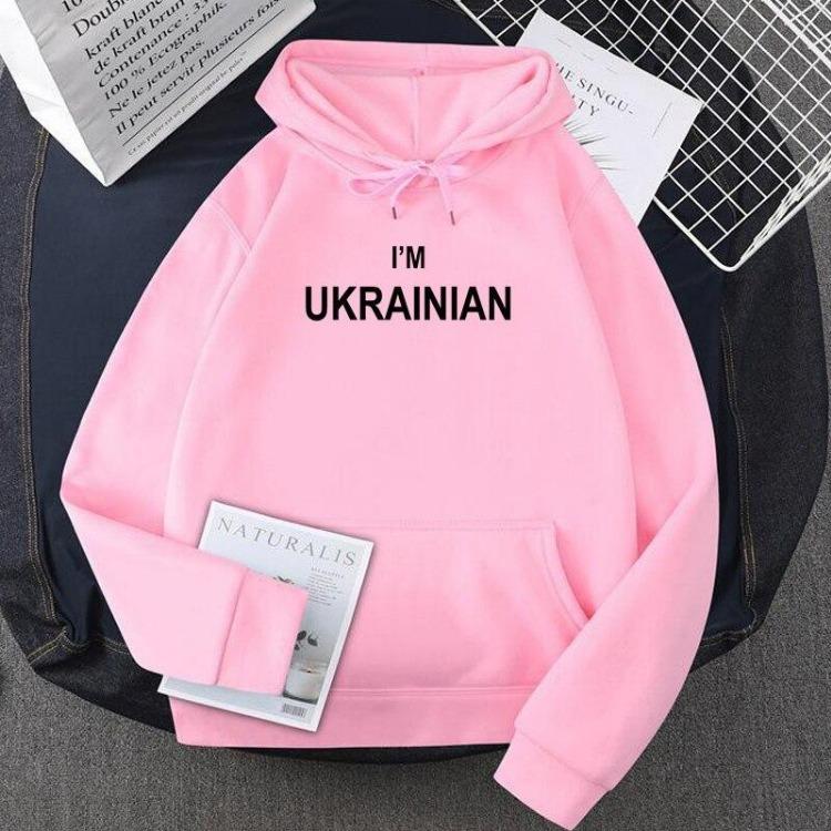 

Warm Oversized Fleece Patriotic Hoody Sweatshirt Pullover Ukraine Power Women Men Winter Clothes XXXL рожевий