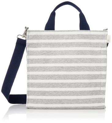 Cotton Shoulder Tote Bag NA Square 2way Tenjiku B 1413 [Rootote] Women's Gray/Ivory