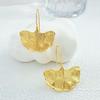 Retro Chinese Ginkgo Leaf Ear Hooks: Autumn/Winter Statement Earrings in Exaggerated Fashion Design