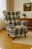 Fotel uszak Winston skandynawski Family Meble krata brązowo - beżowa