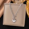 French Titanium Steel Heart Choker Necklace And Bracelet Set Sweet Peach Heart Tassel Design Women Jewelry