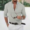 Camicie a maniche lunghe in lino tinta unita in cotone casual da uomo primavera estate di design Camicie larghe