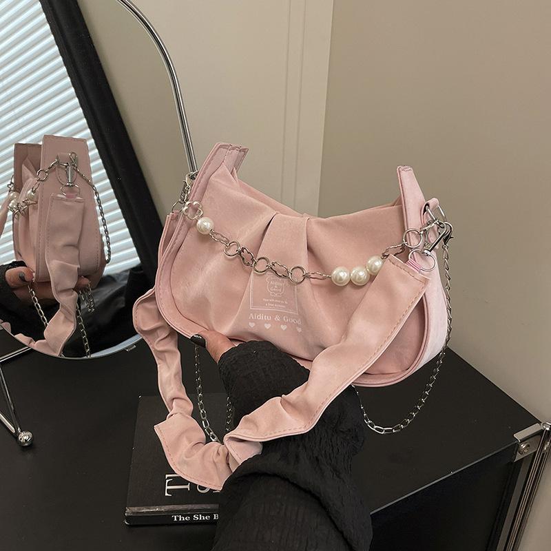Trendy Beaded Casual Handbag For Women 2026 New Fashion Simple Niche Versatile Commuter Shoulder Bags Gifts For Lady