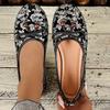 Large size spring new women's casual single shoes flower embroidery linen comfortable flat shoes cloth shoes women