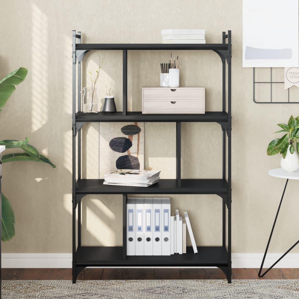 Bookshelf 4 Shelves Black 76 x 32 x 123 cm Engineered Wood