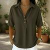 Women's Loose Fit Denim Button Trim Top, Casual Button Blouse for Women, Daily Wear Basic Top