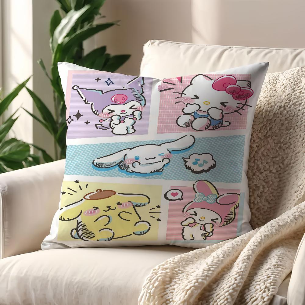 Kawaii Hellokitty And Her Friends Cushion Cover For Pillow Printing Sofa Decoration Home Car Room Shop Office Nordic Simplicity