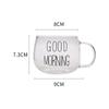 KEMORELA Letter Transparent Glass Cup Creative Coffee Drink Dessert Breakfast Milk Cup Glass Mugs Handle Drinkware Couple Gift