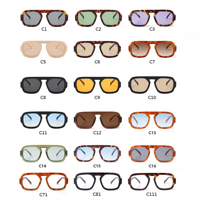 Fashion Retro Tortoiseshell Green Square Sunglasses for Women Men Luxury Designer Fashion Gradient Blue Lens Sun Glasses S13138