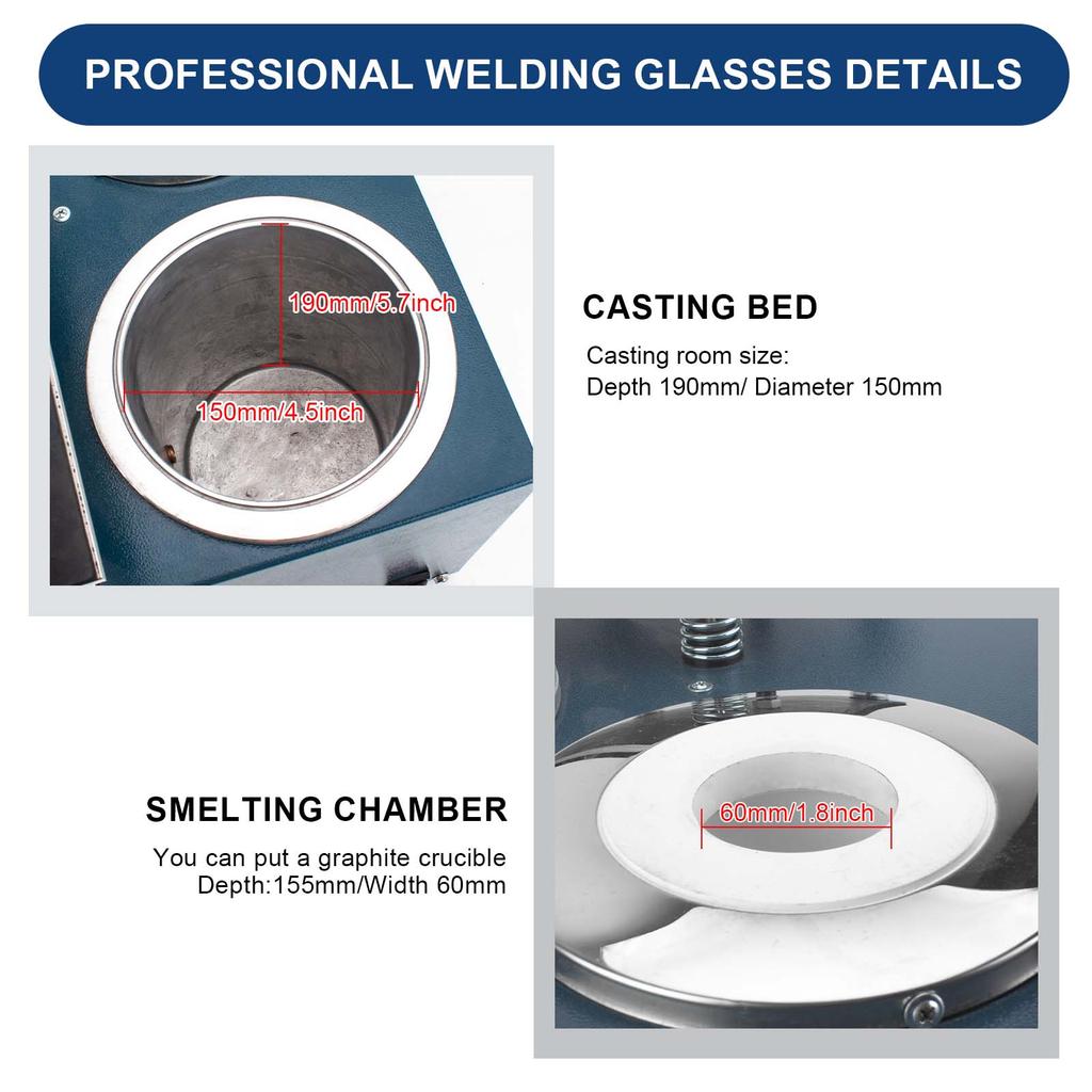 Jewelry Vacuum Casting Machine - Limited-Time 10% OFF 3-in-1 Gold Melting, Vacuum Investing & Casting All-in-One Unit with 3 CFM Pump