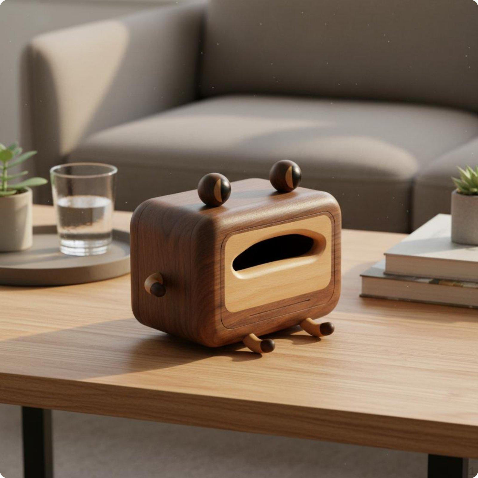 Black Walnut Tissue Box Solid Wood Novelty Container MultiFunctional Desktop Organizer for