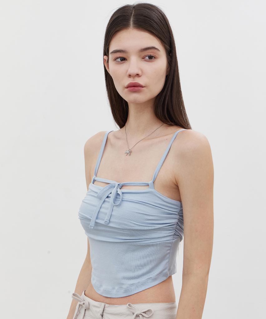ITOV SEOUL Ribbon Shirred Bustier Top Bl