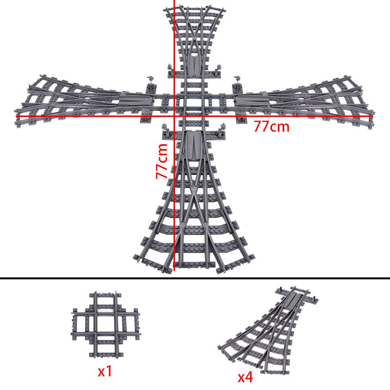Creative Expert Ideas City Train Single Slip Switch R40 Crossings Rails Tracks Bricks Building Blocks DIY Toys Kids Gift