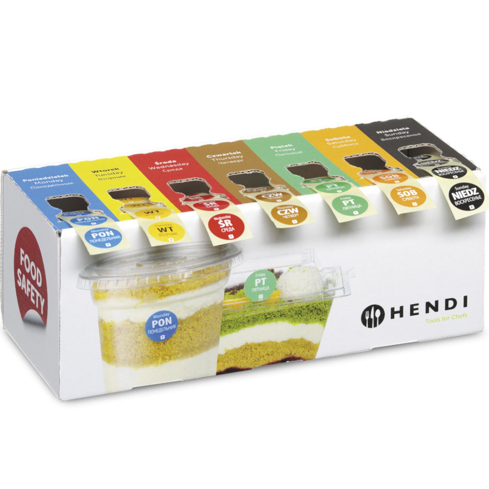 Set of disposable food safety labels for every day of the week with dispenser Hendi 850299