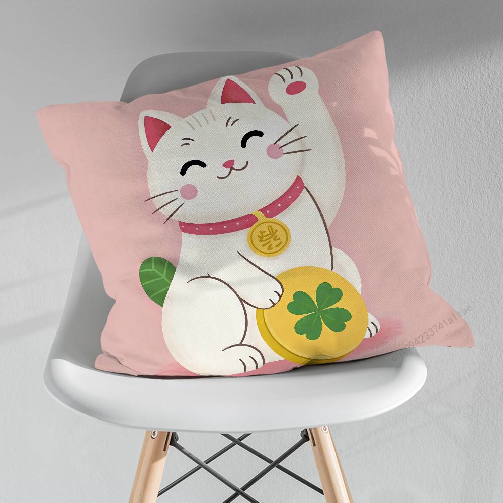 Cartoon Glückskatze Japanisch Verschiedene Größen Quadratische Kissenhülle Für Auto Haus Schlafzimmer Dekor Geburtstag Geschenk
